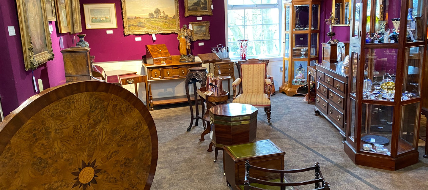 Lowfields Barn Antiques Antique Shop Showroom in The Guardroom based in Gainsborough Lincolnshire UK. A Superb Selection of Fine Antique Art, Fine Antique Furniture, Fine Quality Antiques and Decorative Antiques.