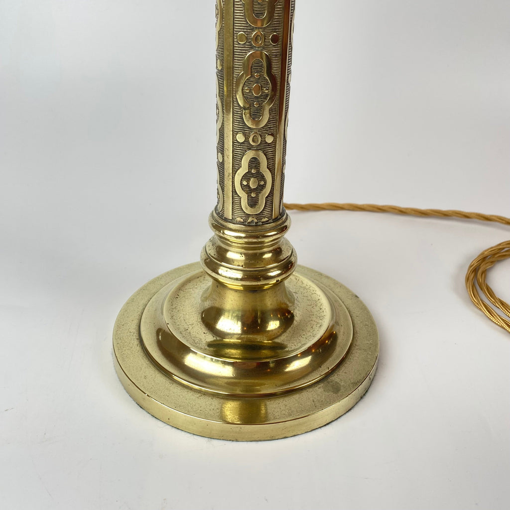 Original Late 19th Century Arts and Crafts Brass Table Lamp-Antique Lighting > Table Lamps-Arts and Crafts-Lowfields Barn Antiques