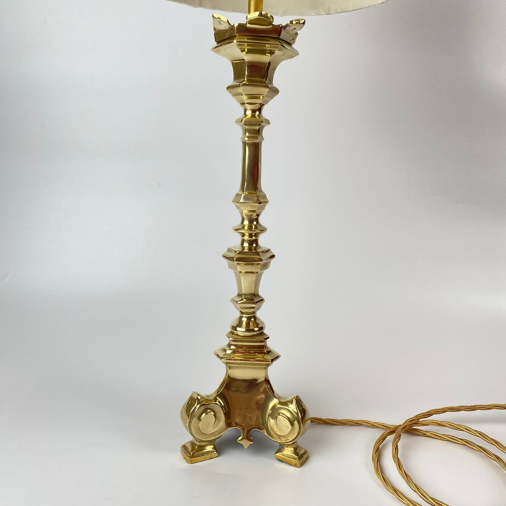 19th Century Tall Antique French Brass Table Lamp-Antique Lighting > Table Lamps-19th Century French-Lowfields Barn Antiques