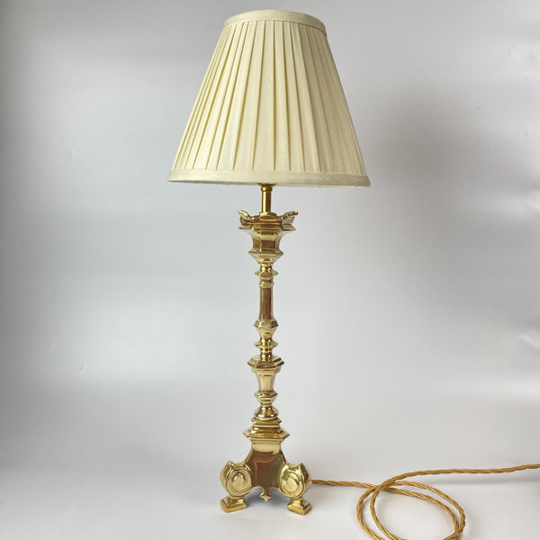 19th Century Tall Antique French Brass Table Lamp-Antique Lighting > Table Lamps-19th Century French-Lowfields Barn Antiques