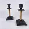 A Pair of Victorian, Grecian Revival, Asthetic Period Brass and Cast Iron Candlesticks C1886-1887-Antique Decorative-Late 19th Century-Lowfields Barn Antiques