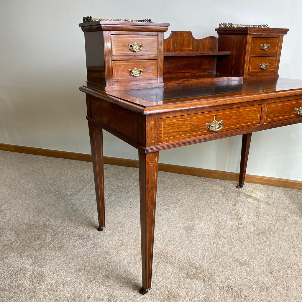 An Exquisite High Quality Edwardian Desk Retailed by T.Wallis, Holborn Circa 1896-1941-Antique Fine Furniture > Writing Desk-Thomas Wallis & Co-Lowfields Barn Antiques