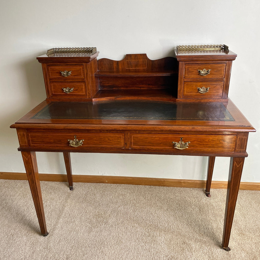 An Exquisite High Quality Edwardian Desk Retailed by T.Wallis, Holborn Circa 1896-1941-Antique Fine Furniture > Writing Desk-Thomas Wallis & Co-Lowfields Barn Antiques