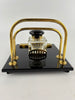 Art Deco Black Glass and Brass Desk Stand-Antique Desk Stand Inkwell-Art Deco Period-Lowfields Barn Antiques