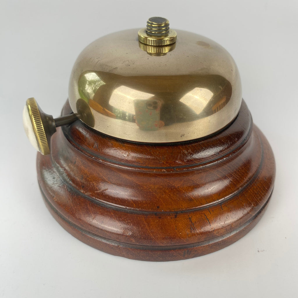 Brass and Mahogany Service Bell Circa 1930's-Antique Brass-1920 - 1930-Lowfields Barn Antiques