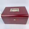 Classic Cranberry Leather Jewellery Box - Bramah Lock and Key-Antique Jewellery Box-Art Nouveau-Lowfields Barn Antiques