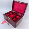 Classic Cranberry Leather Jewellery Box - Bramah Lock and Key-Antique Jewellery Box-Art Nouveau-Lowfields Barn Antiques