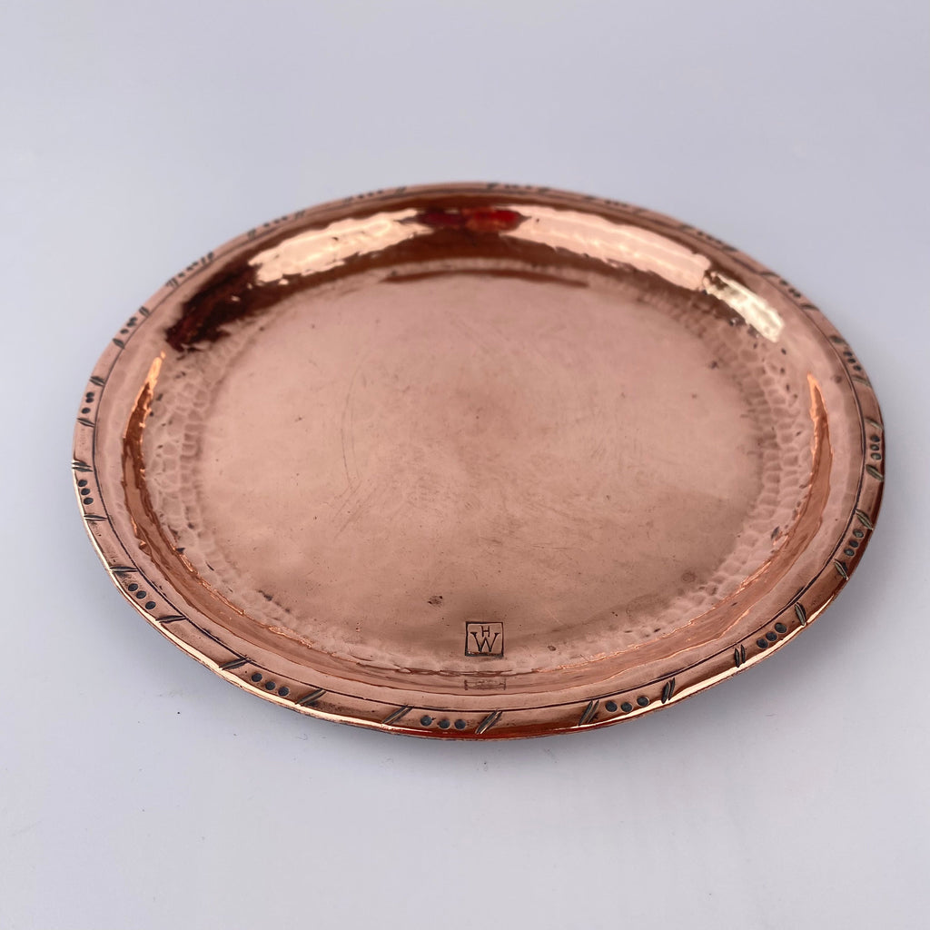 Copper Arts and Crafts Plate By Hugh Wallis Circa 1900-1930-Antique Brass and Copper-Hugh Wallis-Lowfields Barn Antiques