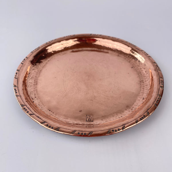 Copper Arts and Crafts Plate By Hugh Wallis Circa 1900-1930-Antique Brass and Copper-Hugh Wallis-Lowfields Barn Antiques