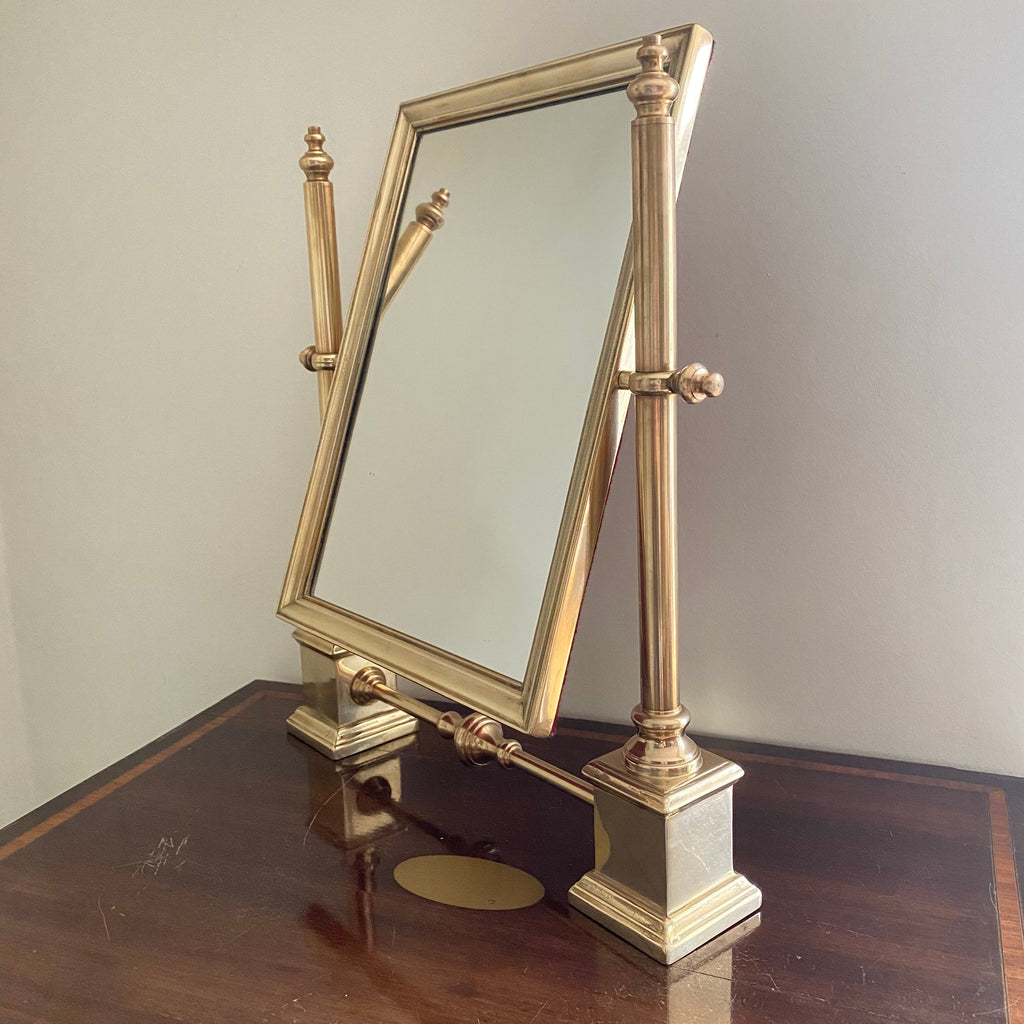 Elegant Brass Table Swing Mirror-Antique Furniture > Mirrors-Mid 20th Century-Lowfields Barn Antiques
