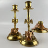 Exquisite Equestrian Inkwell and Candlestick Desk Set Circa 1880-1920-Antique Brass-Victorian or Edwardian-Lowfields Barn Antiques