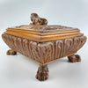 Hand Carved Oak Box with Lion Finial Circa 1900-1940-Antique Jewellery Box-Early 20th Century-Lowfields Barn Antiques