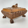 Hand Carved Oak Box with Lion Finial Circa 1900-1940-Antique Jewellery Box-Early 20th Century-Lowfields Barn Antiques