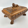 Hand Carved Oak Box with Lion Finial Circa 1900-1940-Antique Jewellery Box-Early 20th Century-Lowfields Barn Antiques