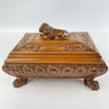 Hand Carved Oak Box with Lion Finial Circa 1900-1940-Antique Jewellery Box-Early 20th Century-Lowfields Barn Antiques