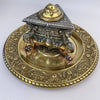 Italian Renaissance Style Pewter and Brass Inkwell-Antique Brass-19th Century Victorian-Lowfields Barn Antiques