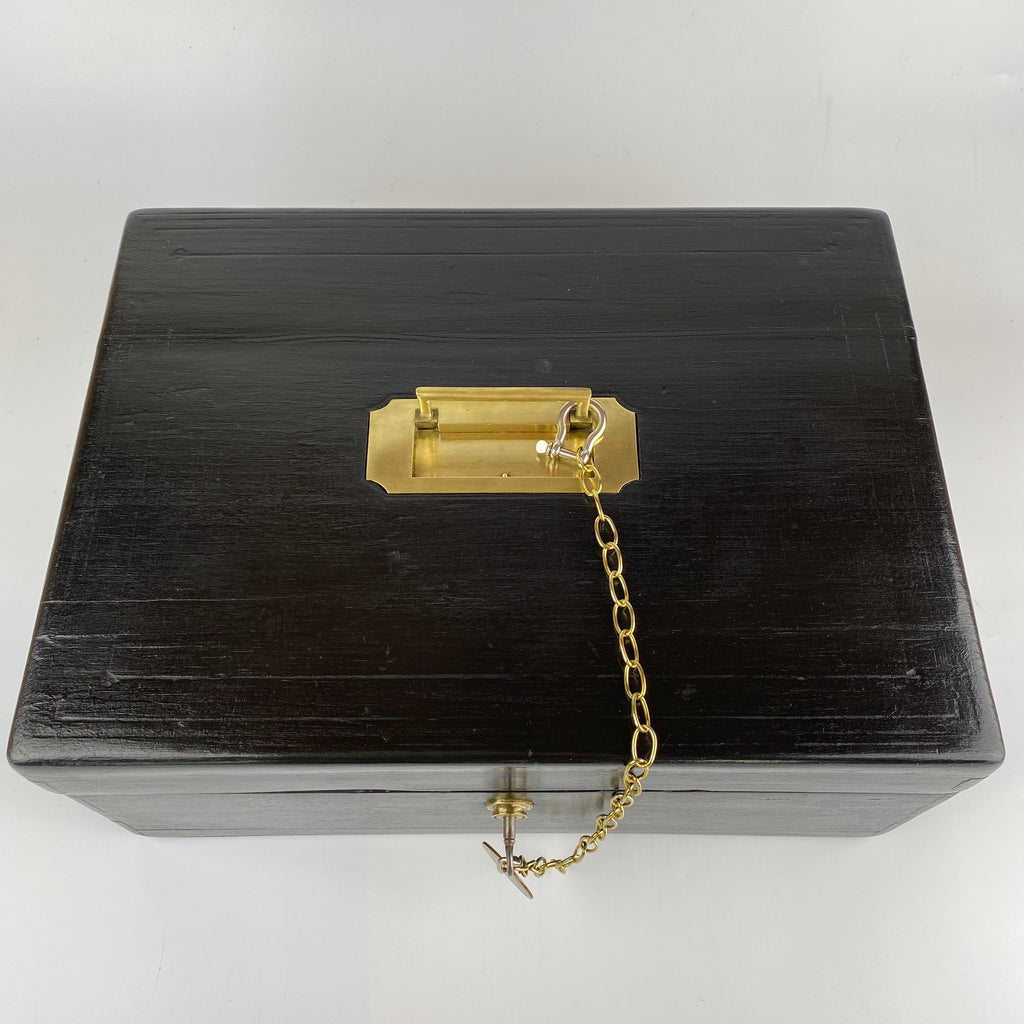 J W & T Allen Ebonised Despatch Box, Bramah Lock and Original Key, William Tonks & Son Hinges C1849 - 1861-Antique Despatch Box-J W & T Allen-Lowfields Barn Antiques