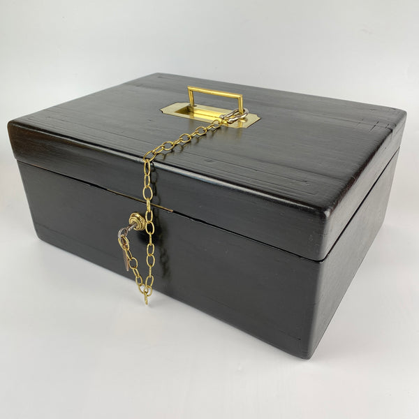 J W & T Allen Ebonised Despatch Box, Bramah Lock and Original Key, William Tonks & Son Hinges C1849 - 1861-Antique Despatch Box-J W & T Allen-Lowfields Barn Antiques