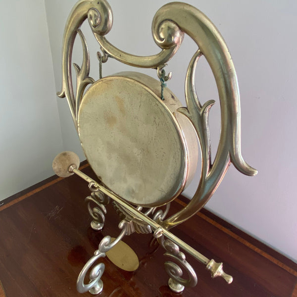 Large Brass Art Nouveau Table Gong Circa 1895-1920-Antique Brass and Copper-Art Nouveau-Lowfields Barn Antiques