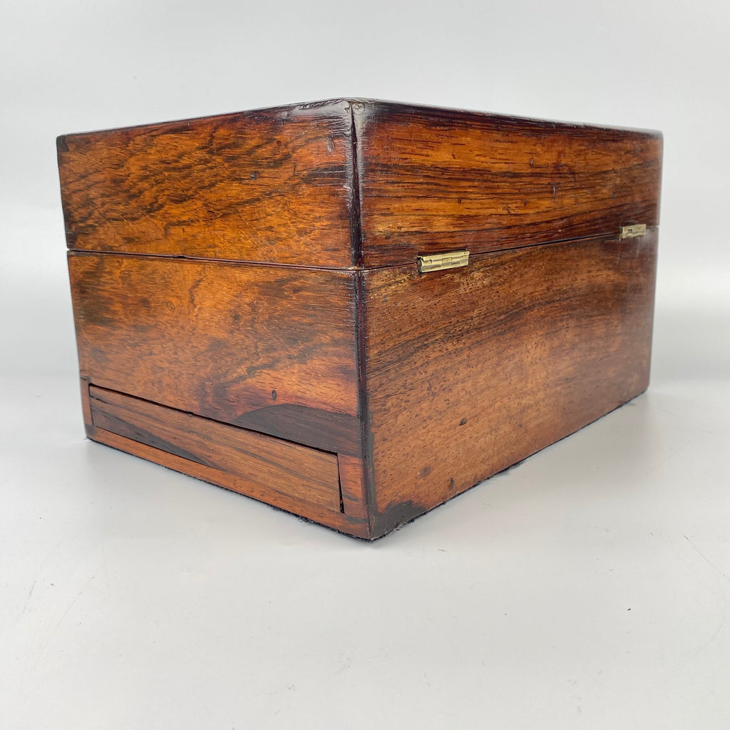 Large Rosewood Jewellery Box with Hidden Sprung Drawer Circa 1880-1900-Antique Jewellery Box-19th Century Victorian-Lowfields Barn Antiques