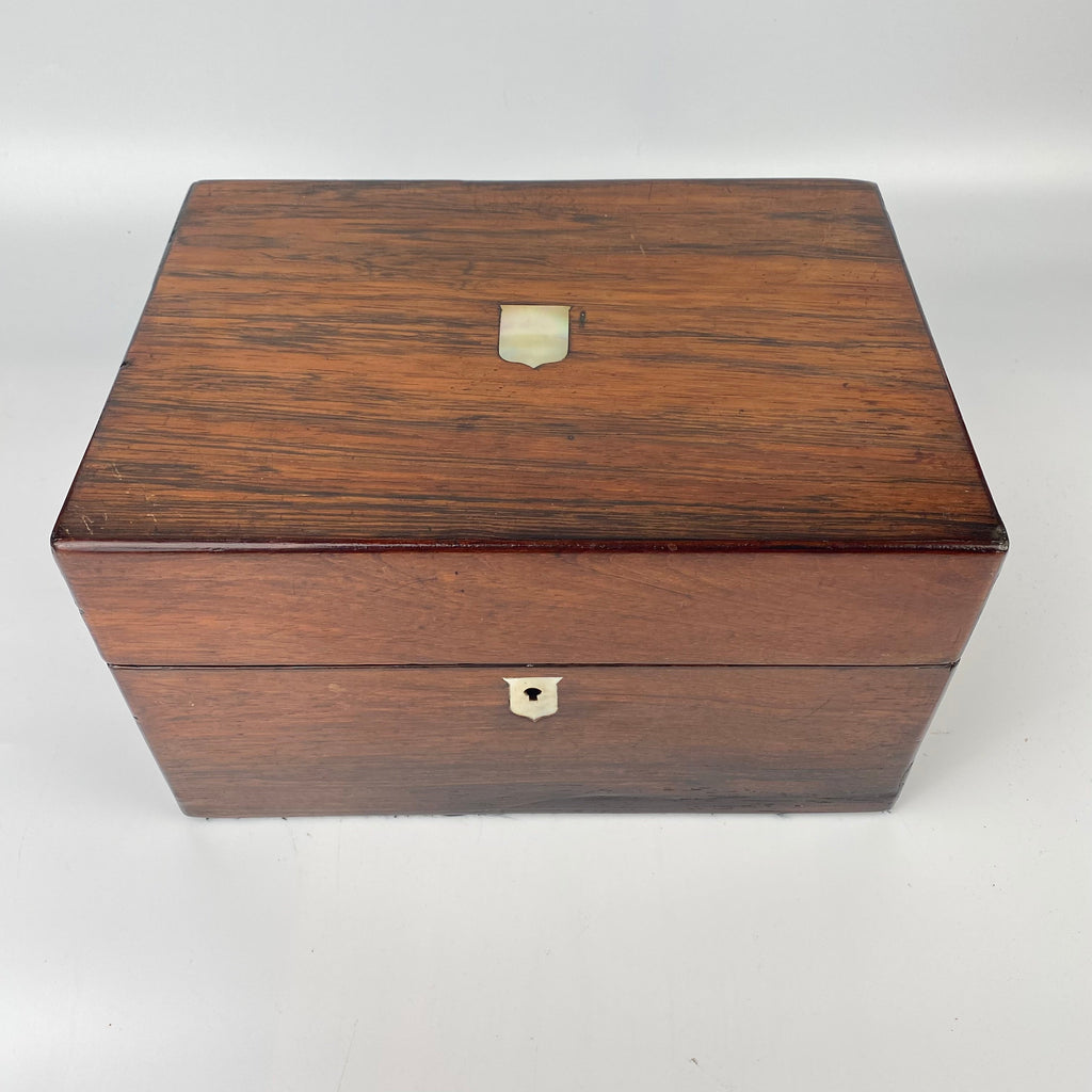 Large Rosewood Jewellery Box with Hidden Sprung Drawer Circa 1880-1900-Antique Jewellery Box-19th Century Victorian-Lowfields Barn Antiques