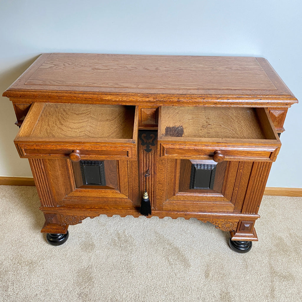 Oak Dutch Cabinet with Key Circa 1890 -1920-Antique Furniture > Cabinets-Art Nouveau-Lowfields Barn Antiques