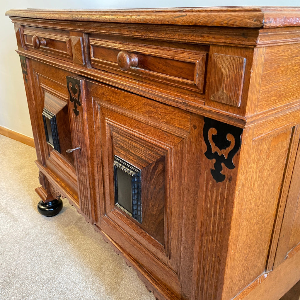 Oak Dutch Cabinet with Key Circa 1890 -1920-Antique Furniture > Cabinets-Art Nouveau-Lowfields Barn Antiques