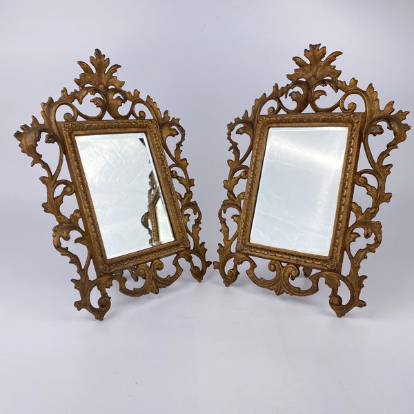 Pair of Victorian Gilt Rococo Style Table Mirrors-Antique Furniture > Mirrors-19th Century-Lowfields Barn Antiques