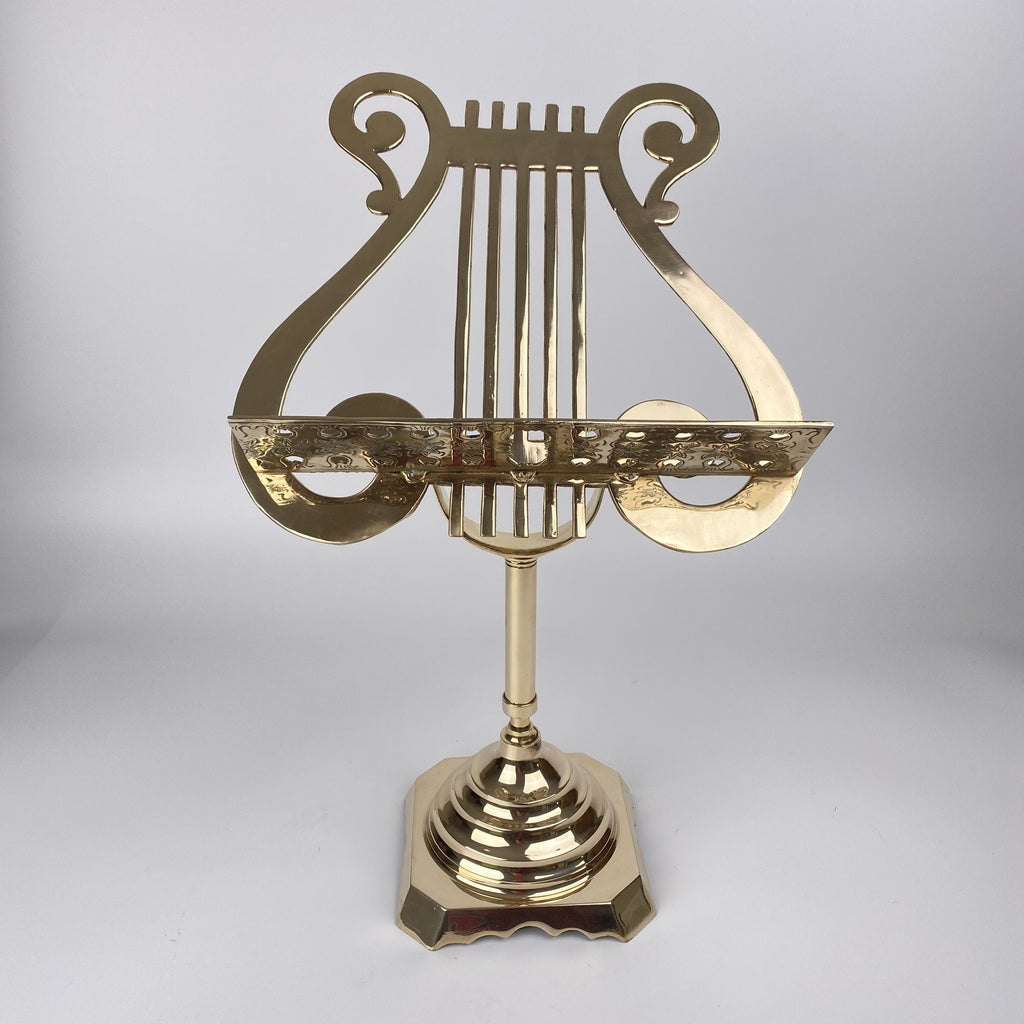 Revolving Brass Music Stand - Book Stand-Antique > Music Accessories-Edwardian-Lowfields Barn Antiques