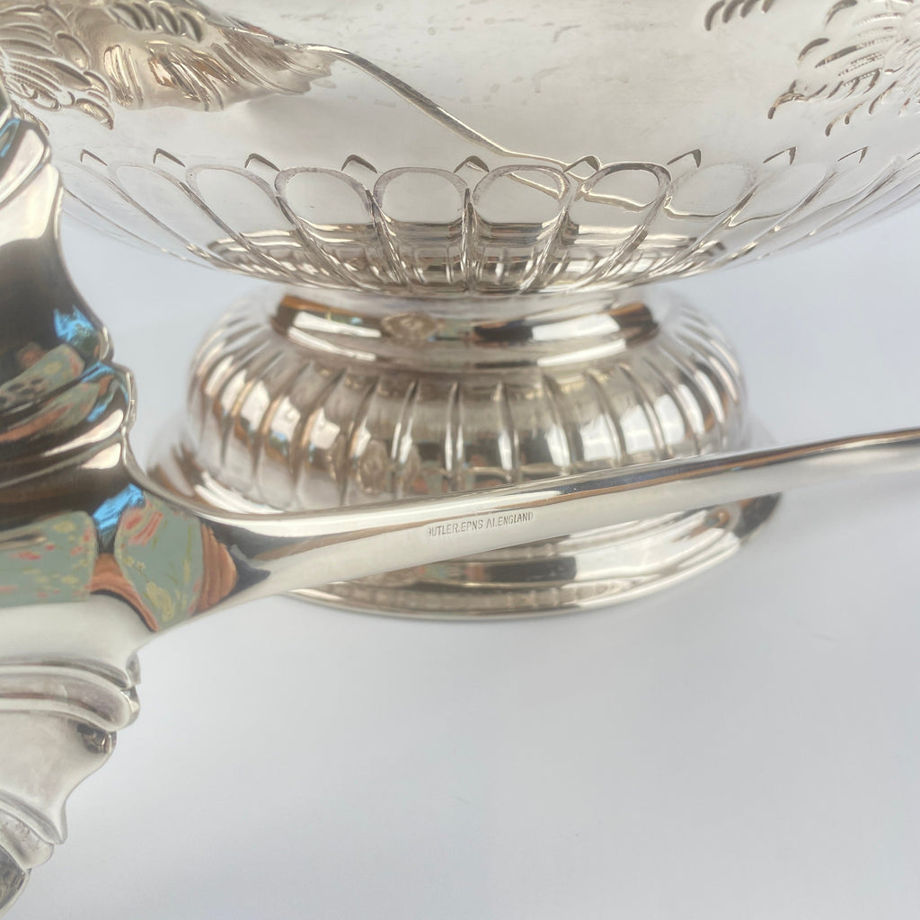 Silver Plated Punch Bowl Set - Early to Mid 20th Century-Antique > Silver Plate-20th Century-Lowfields Barn Antiques