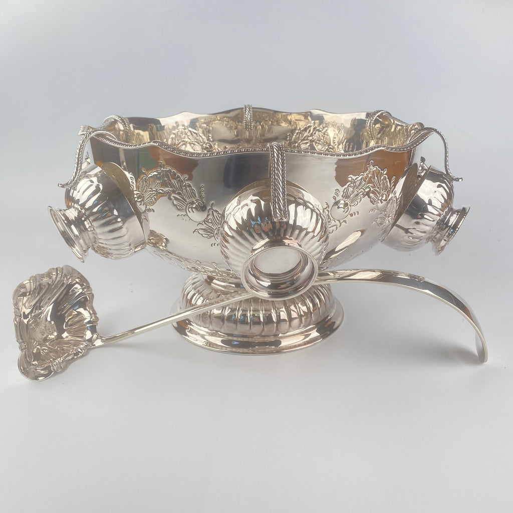 Silver Plated Punch Bowl Set - Early to Mid 20th Century-Antique > Silver Plate-20th Century-Lowfields Barn Antiques