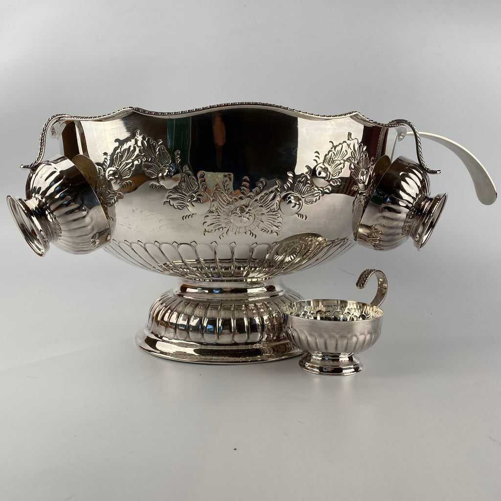 Silver Plated Punch Bowl Set - Early to Mid 20th Century-Antique > Silver Plate-20th Century-Lowfields Barn Antiques