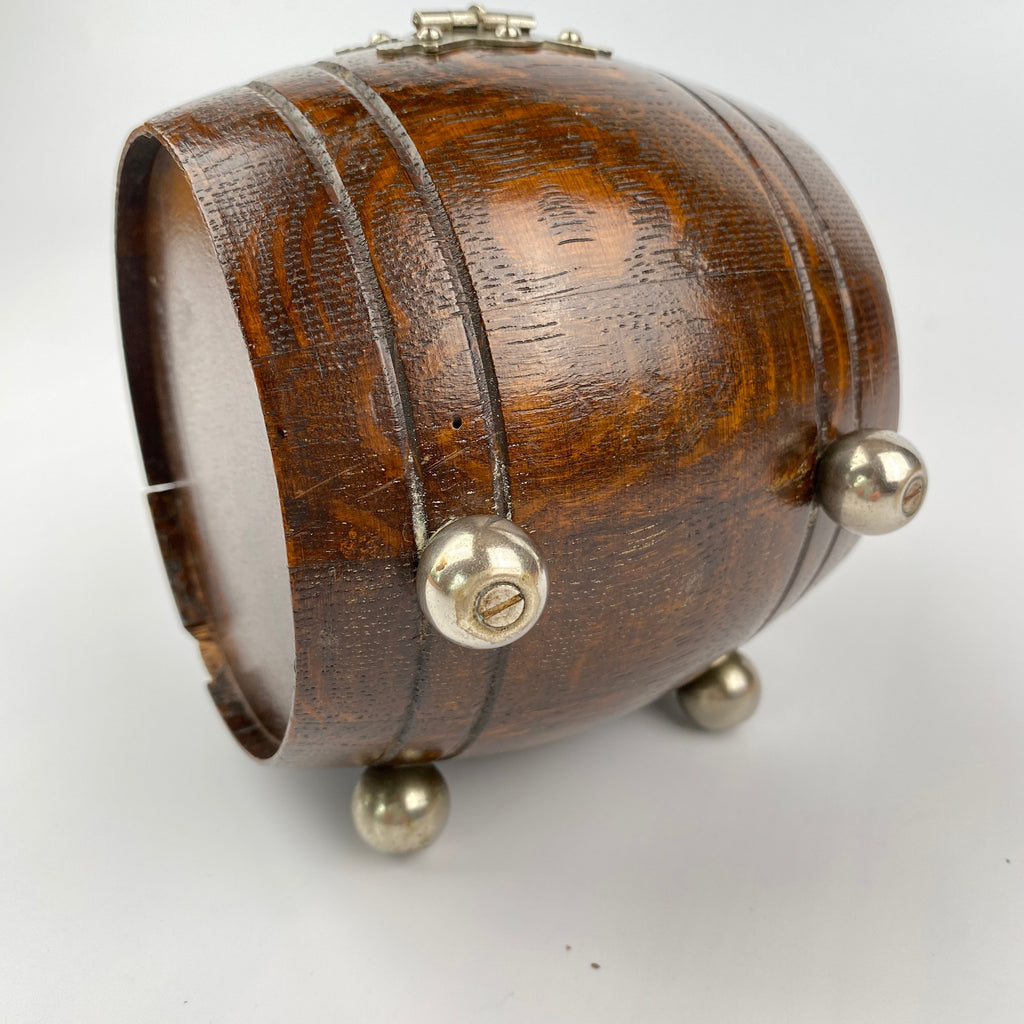 Tobacciana Collectable - Oak Cigarette Barrel By Teofani & Co. Circa 1928 - 1929-Antique Jewellery Box-Art Deco-Lowfields Barn Antiques