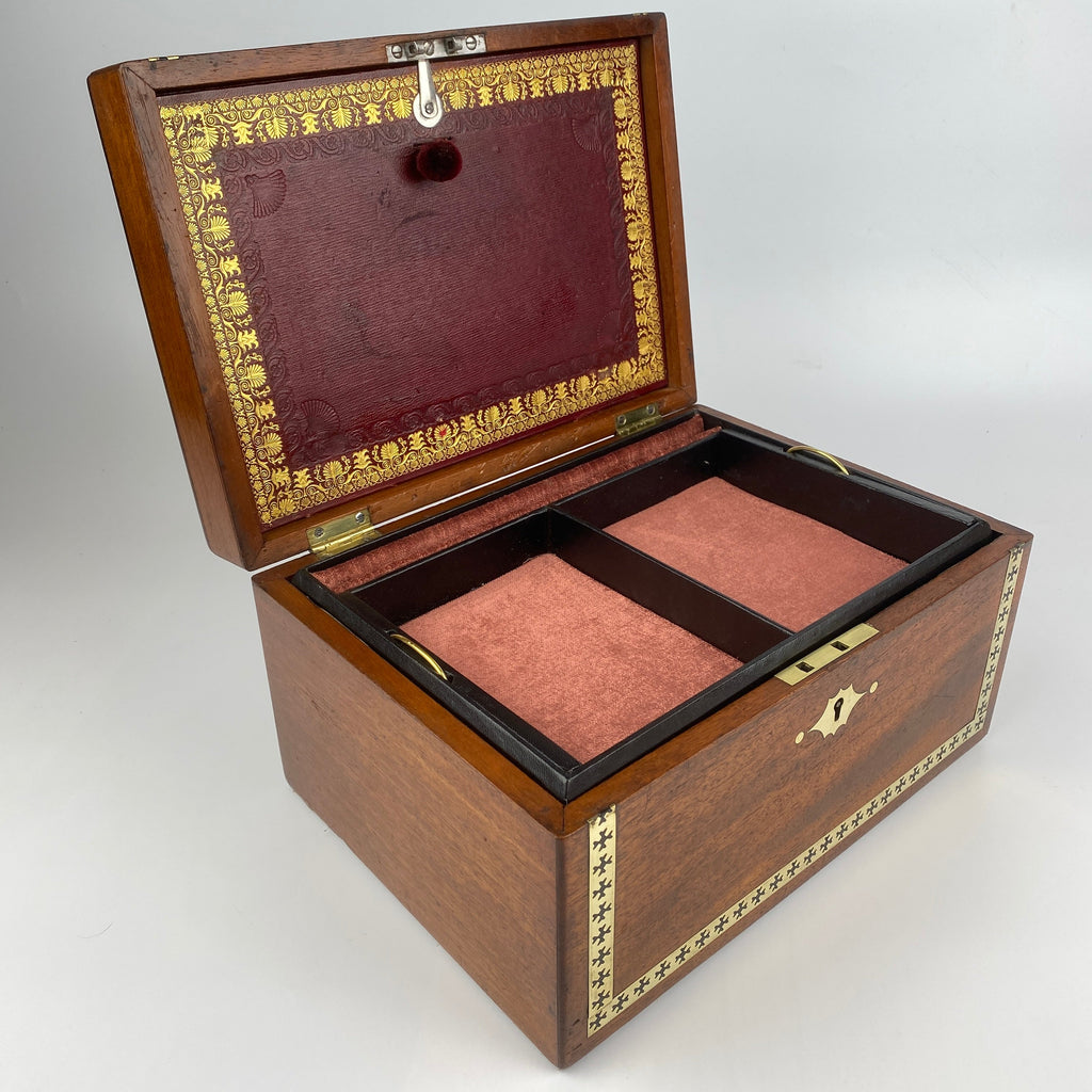 Victorian Brass Inlaid Mahogany Jewellery Box Circa 1860-1890-Antique Jewellery Box-Victorian-Lowfields Barn Antiques