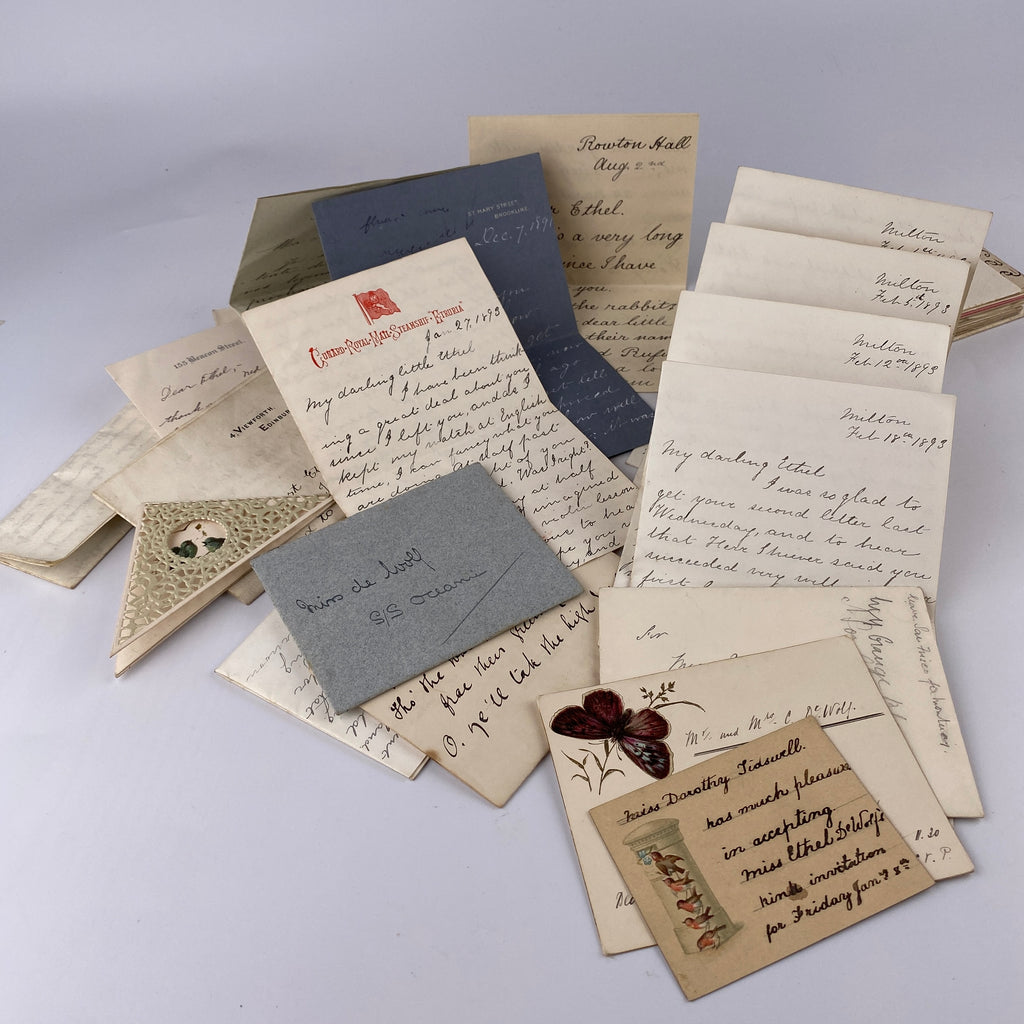 Victorian Leather Correspondence Box with 30+ Letters and Misc. Contents 1896-1902-Antique Box-19th Century-Lowfields Barn Antiques