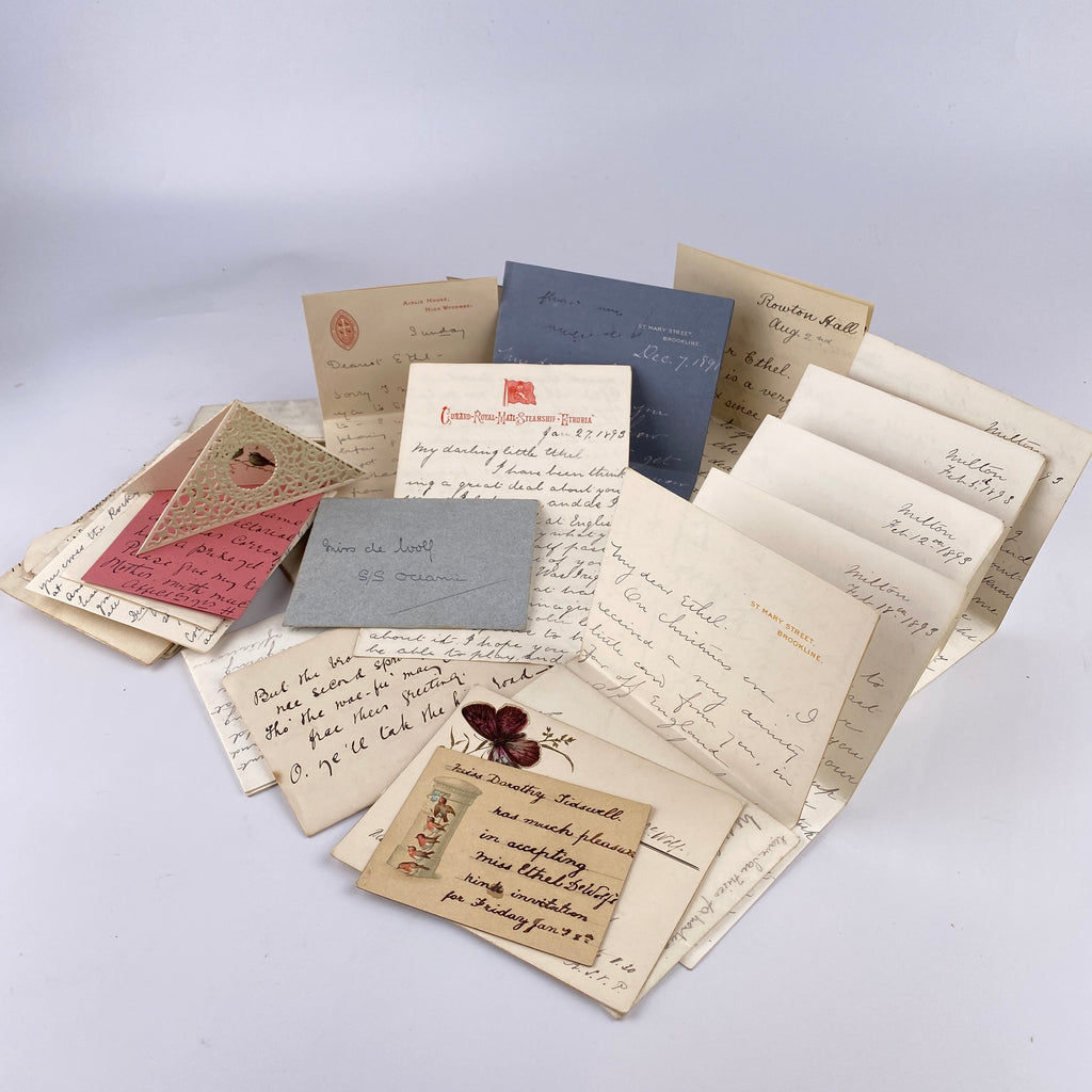 Victorian Leather Correspondence Box with 30+ Letters and Misc. Contents 1896-1902-Antique Box-19th Century-Lowfields Barn Antiques