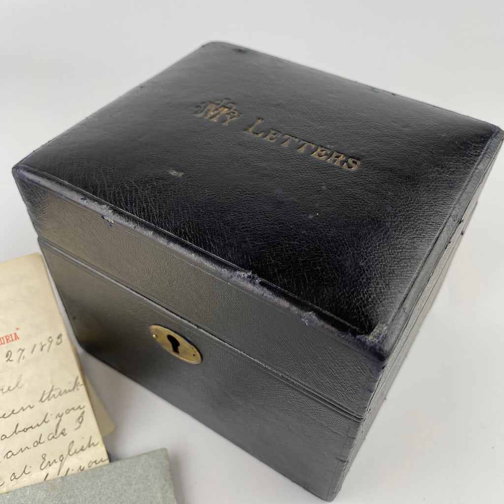 Victorian Leather Correspondence Box with 30+ Letters and Misc. Contents 1896-1902-Antique Box-19th Century-Lowfields Barn Antiques