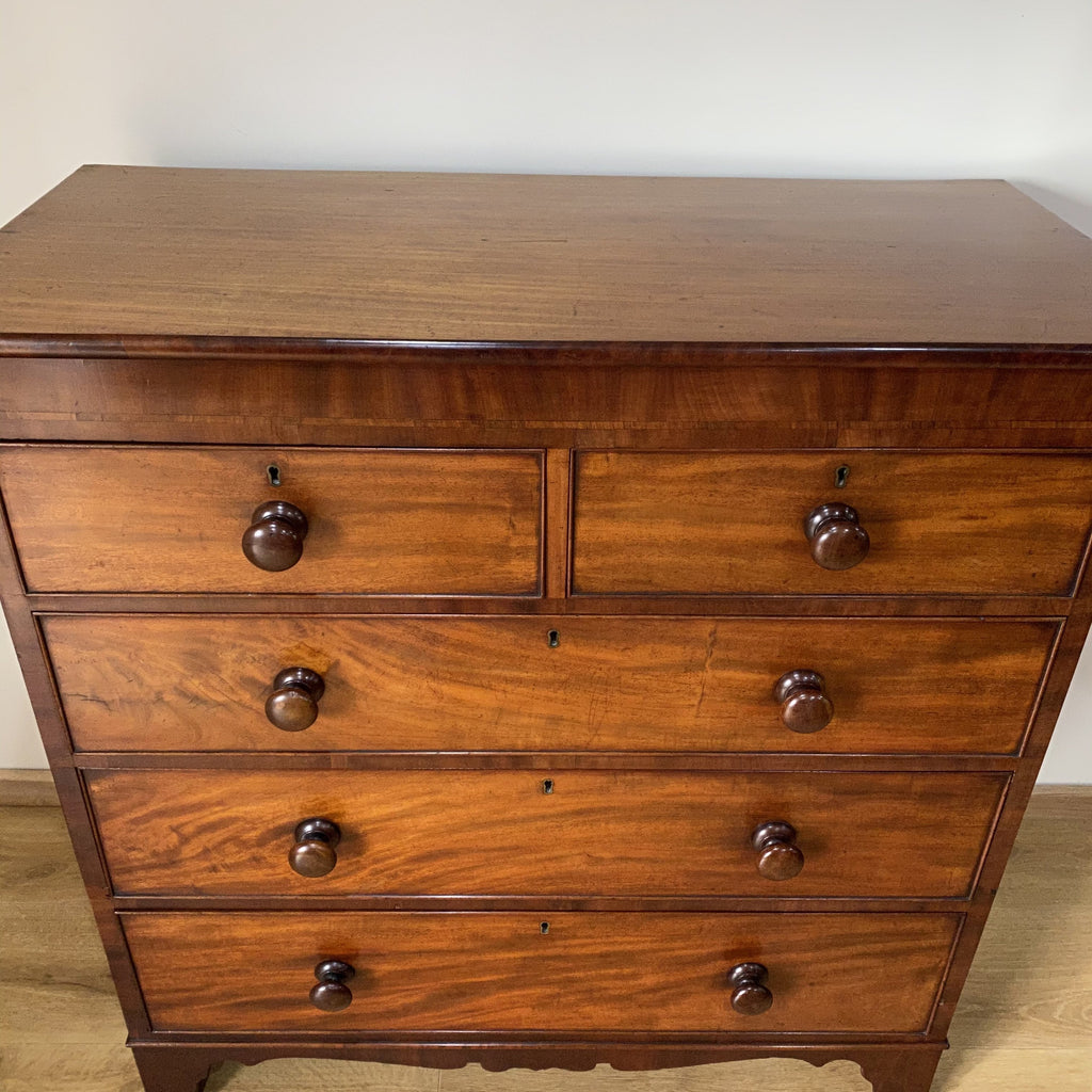 Victorian Mahogany Five Drawer Chest of Drawers - 2 Over 3 Drawers.-Antique Furniture > Chest of Drawers-Victorian-Lowfields Barn Antiques