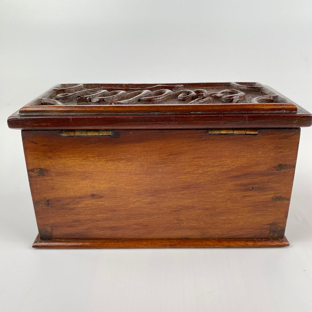 Victorian Mahogany Personalised Trinket Box with Original Key C1880-1900-Antique Box-19th Century-Lowfields Barn Antiques