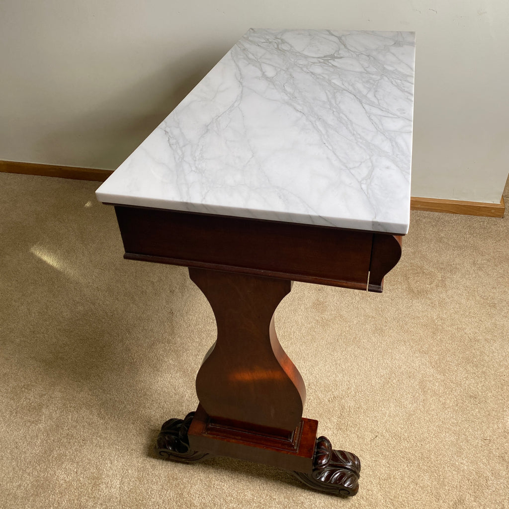 Victorian Marble Top Mahogany Console Table Circa 1840-1860-Antique Furniture > Table-19th Century Victorian-Lowfields Barn Antiques