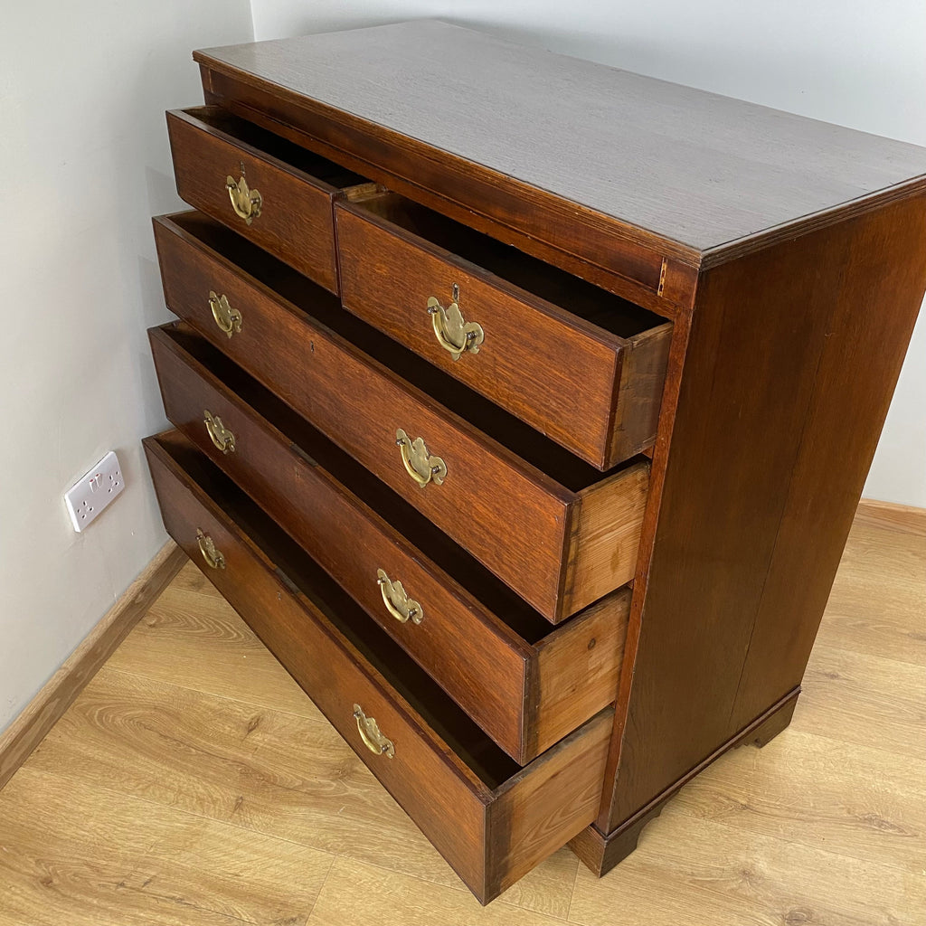 19th Century Oak Four Height Chest of Drawers - 2 over 3 Drawers-Antique Furniture > Chest of Drawer-19th Century Victorian-Lowfields Barn Antiques