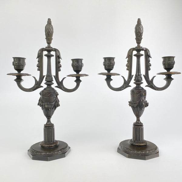 19th Century Pair of Bronze Candelabra-Antique Lighting > Candelabra-19th Century Victorian-Lowfields Barn Antiques