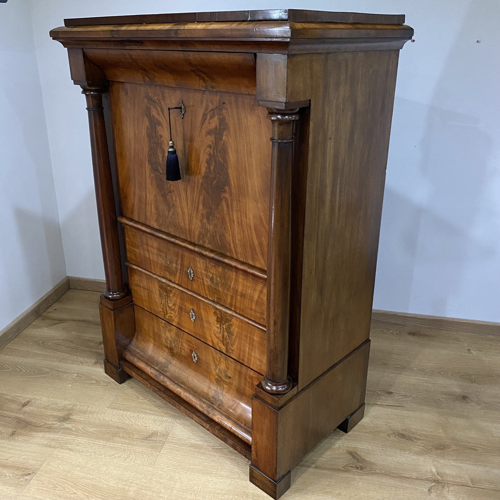 Abattant Biedermeier Secretaire - Drop Leaf Desk Chest of Drawers-Antique Furniture > Desks-Victorian-Lowfields Barn Antiques