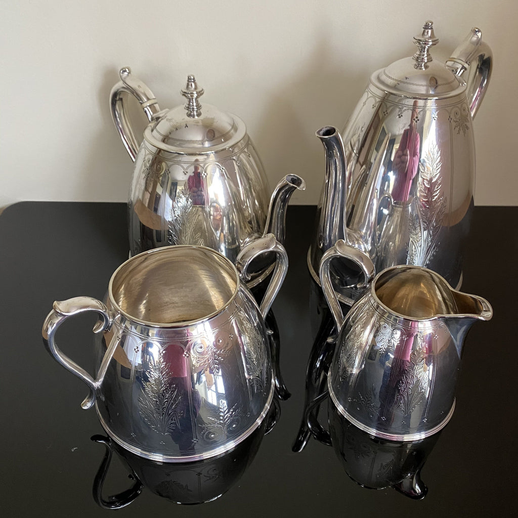 C1846 Silver Plated Elkington Tea and Coffee Service-Antique > Silver Plate-Victorian-Lowfields Barn Antiques