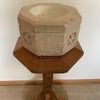 Carved Stone Holy Water or Baptism Font on Oak Stand - Ecclesiastical Antiques-Decorative Antiques > Ecclesiastical Antiques-20th Century-Lowfields Barn Antiques