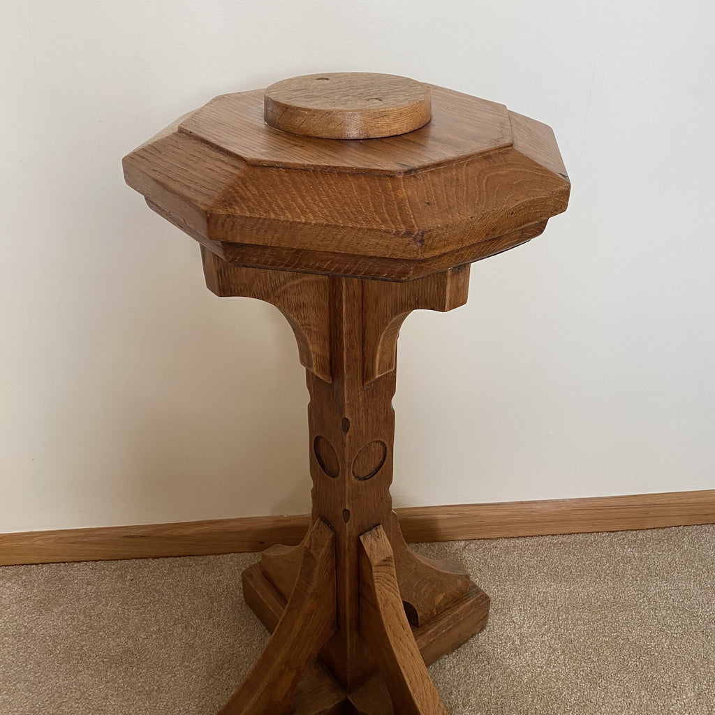 Carved Stone Holy Water or Baptism Font on Oak Stand - Ecclesiastical Antiques-Decorative Antiques > Ecclesiastical Antiques-20th Century-Lowfields Barn Antiques