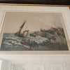 Coastal Scene Engraving and Hand Coloured By E H Barlow C1920-Antique Art > Painting-E H Barlow-Lowfields Barn Antiques