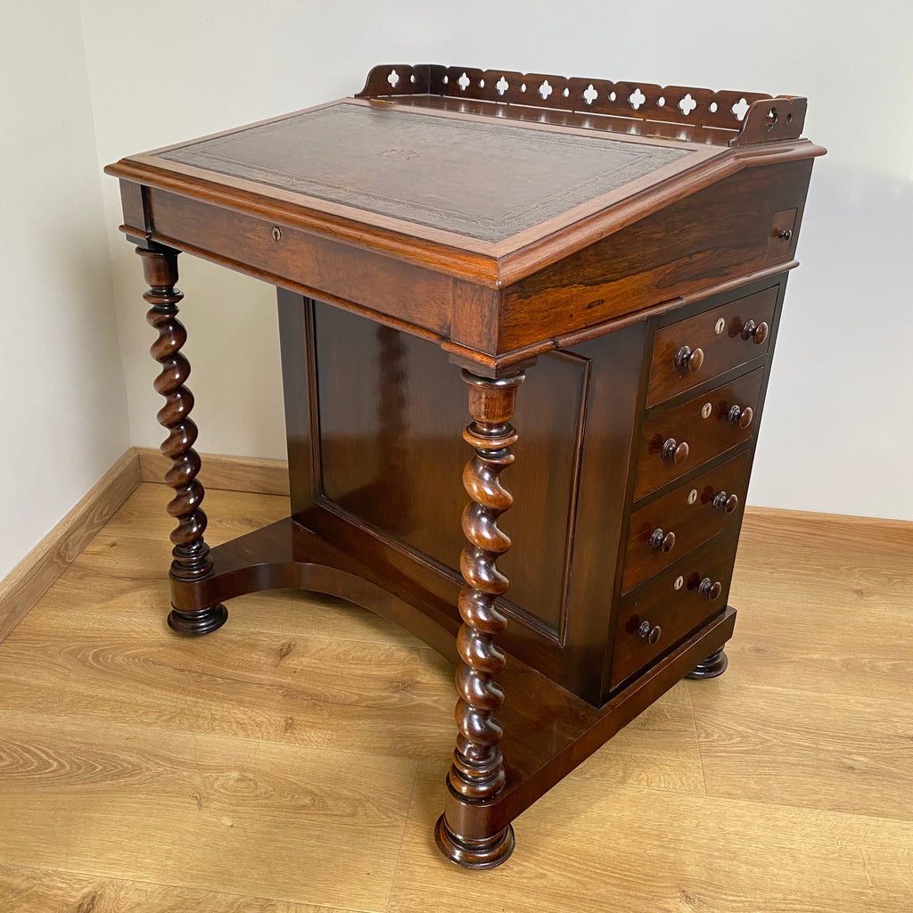 Early Victorian Rosewood Davenport Desk-Antique Furniture > Desks-Early Victorian-Lowfields Barn Antiques