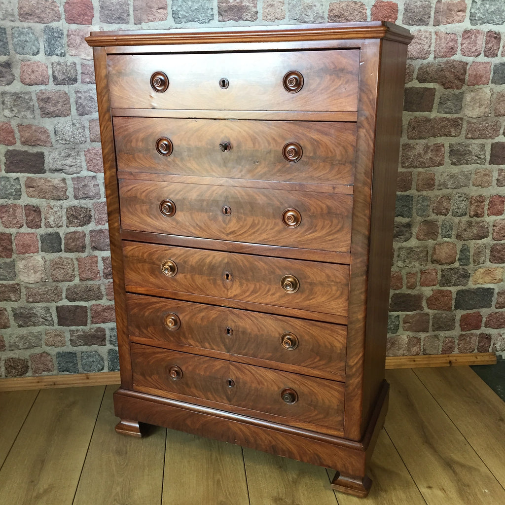 Exceptional Quality Walnut Secretaire Wellington Chest – Tall Chest with Enclosed Desk-Antique Furniture > Chests-19th Century-Lowfields Barn Antiques