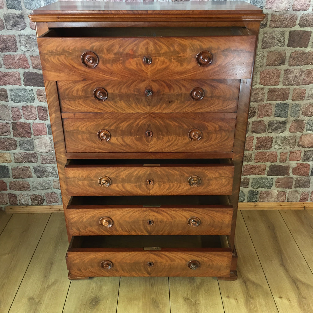 Exceptional Quality Walnut Secretaire Wellington Chest – Tall Chest with Enclosed Desk-Antique Furniture > Chests-19th Century-Lowfields Barn Antiques